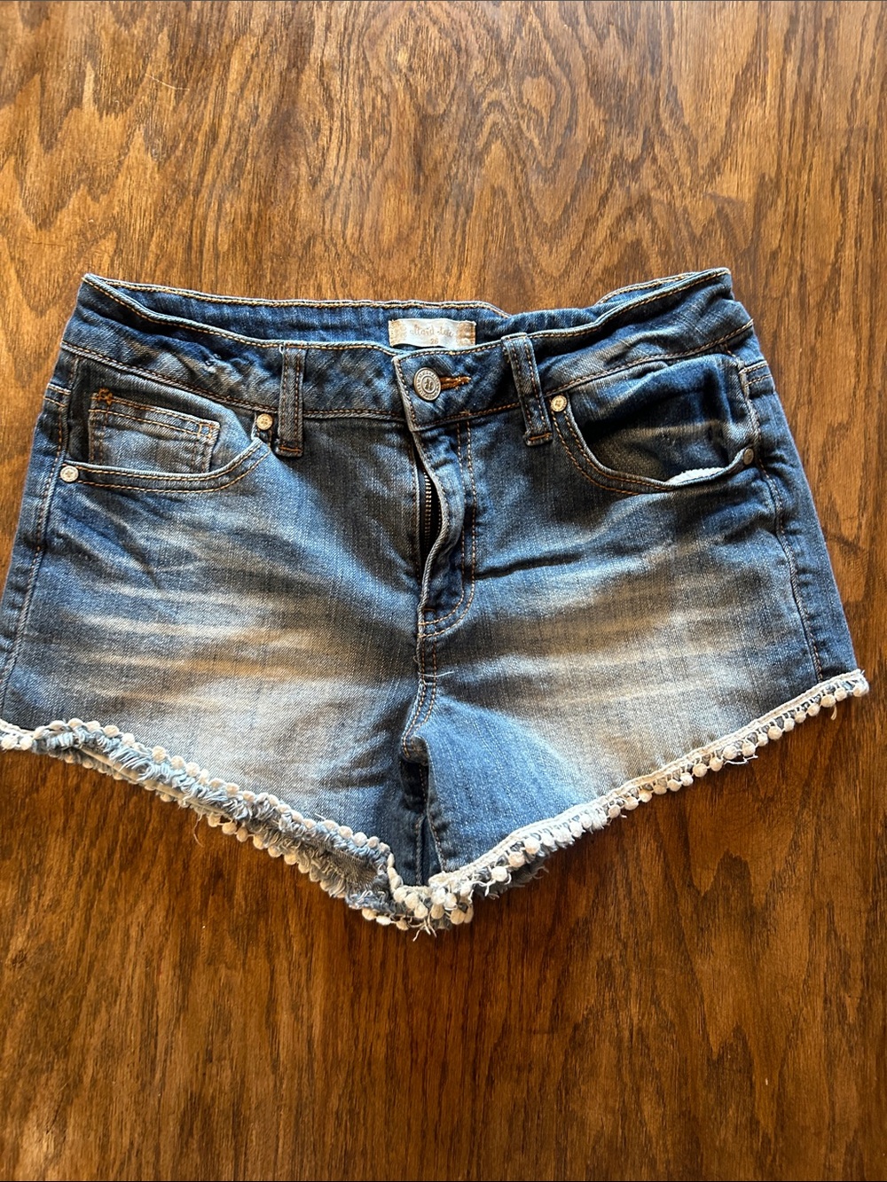 Altar'd State Distressed Blue Denim Frayed Hem Shorts